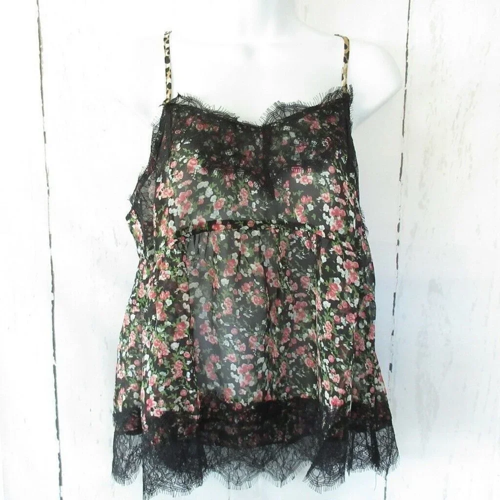 Umgee Tank Top Floral Lace Cottagecore Peasant Cami - Picture 2 of 8